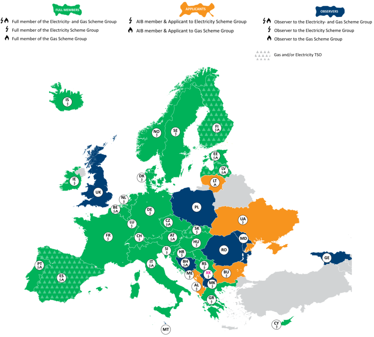 AIB Members and Observers Europe Map April 22, 2025
